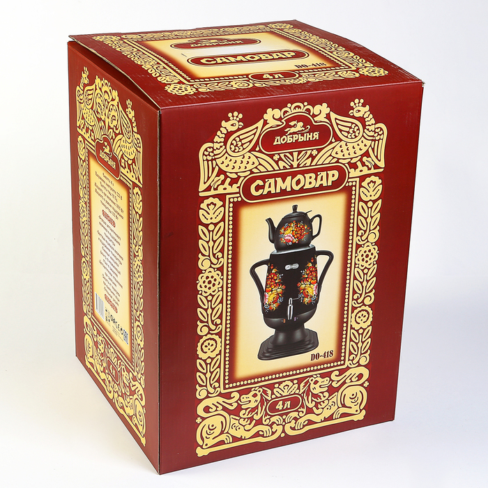 Самовар электрический "Добрыня" DO-418, 1850 Вт, 4 л, заварник 1 л, хохлома