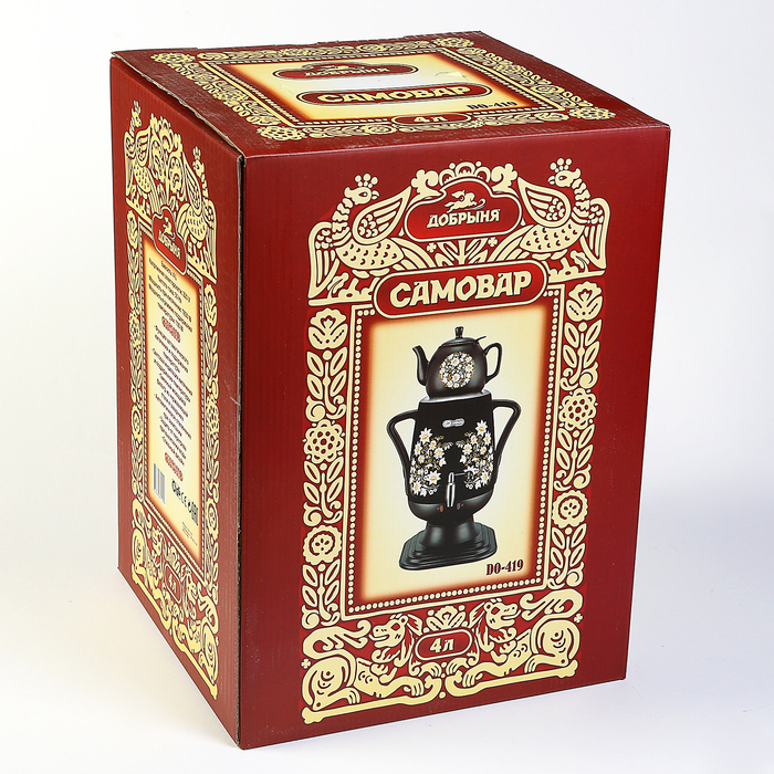 Самовар электрический "Добрыня" DO-419, 1850 Вт, 4 л, заварник 1 л, черный