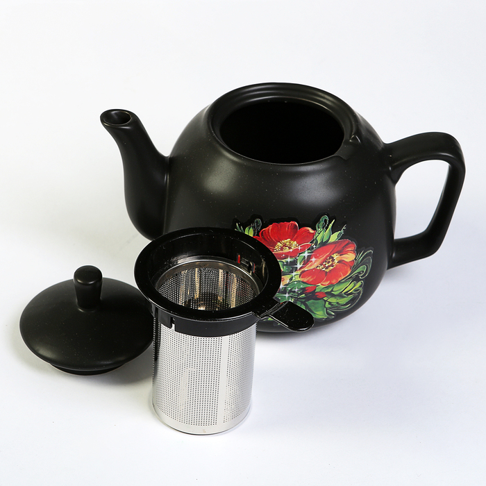 Самовар электрический "Добрыня" DO-424, 1850 Вт, 4 л, заварник 1 л, маки