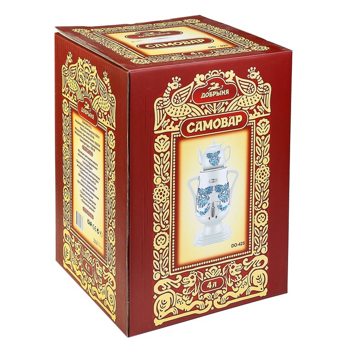 Самовар электрический "Добрыня" DO-425, 1850 Вт, 4 л, заварник 1 л, птица