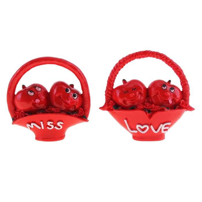 Сувенир "Два сердечка в корзинке", МИКС