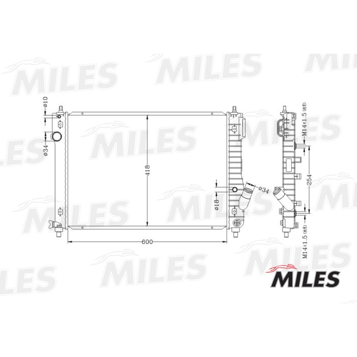 Радиатор охлаждения двигателя MILES ACRB028