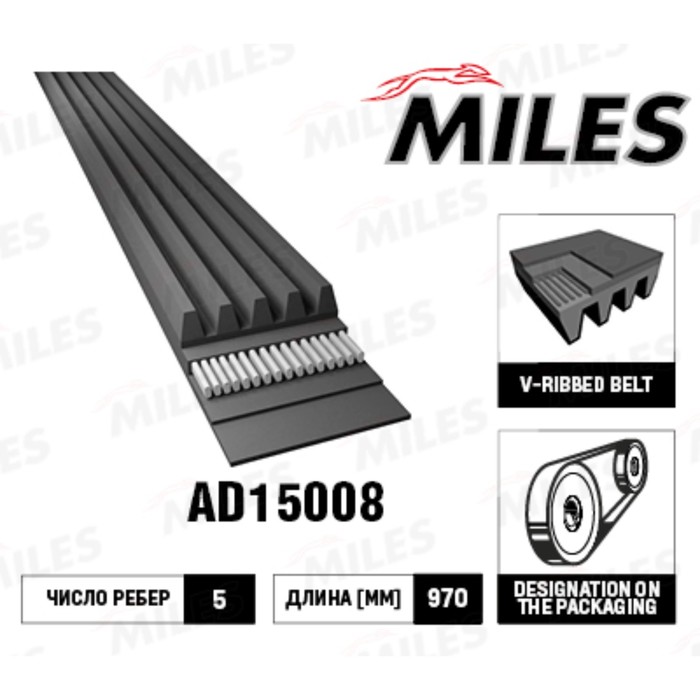 Ремень приводной MILES 5PK970 AD15008