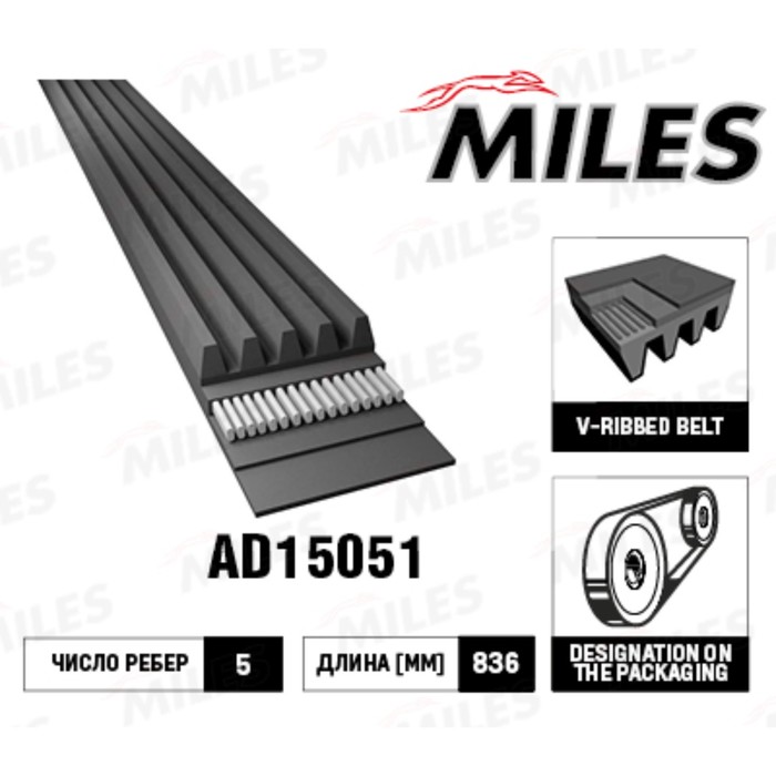 Ремень приводной MILES 5PK836 AD15051