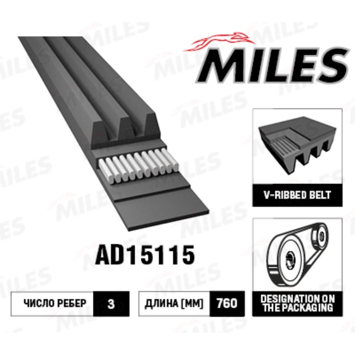 Ремень приводной MILES 3PK760 AD15115