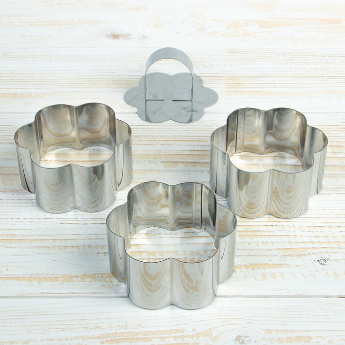 Набор форм для выкладки "Цветок", 3 шт, с прессом 8х4 см