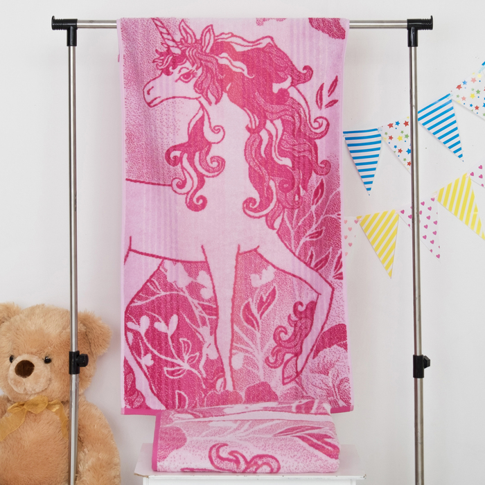 Полотенце махровое "Этелька" Единорог 50х90 см, 100% хл, 420 гр/м²