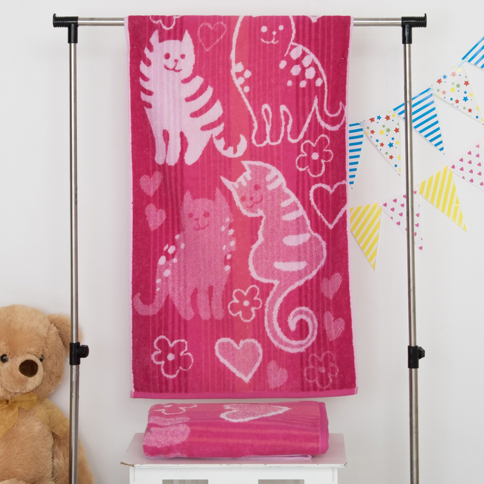 Полотенце махровое "Этелька" Котики 50х90 см, 100% хл, 420 гр/м²