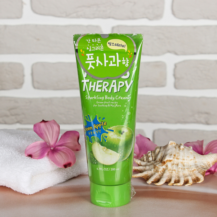 Крем для тела Farms Therapy "Зеленое яблоко" на основе минеральной воды, 200 мл