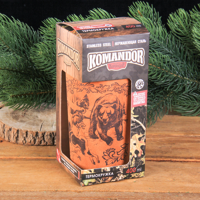 Термокружка "Медведь и собаки", 400 мл