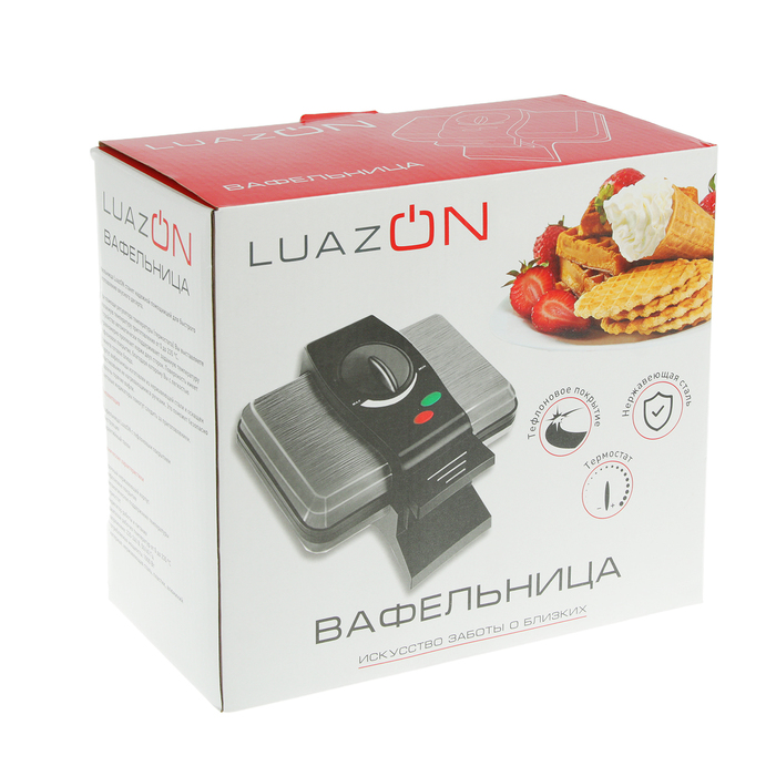 Вафельница LuazON LT-09 "Орешки", 1000 Вт, антипригарное покрытие, черная