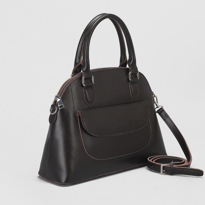 Сумка женская, отдел на молнии, наружный карман, длинный ремень, цвет кофе