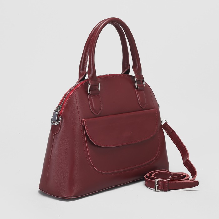 Сумка женская, отдел на молнии, наружный карман, длинный ремень, цвет бордовый