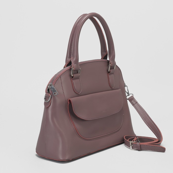 Сумка женская, отдел на молнии, наружный карман, длинный ремень, цвет пудровый