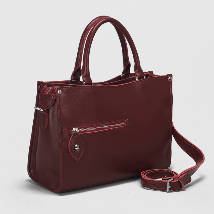 Сумка женская, отдел на молнии, 3 наружных кармана, длинный ремень, цвет бордовый