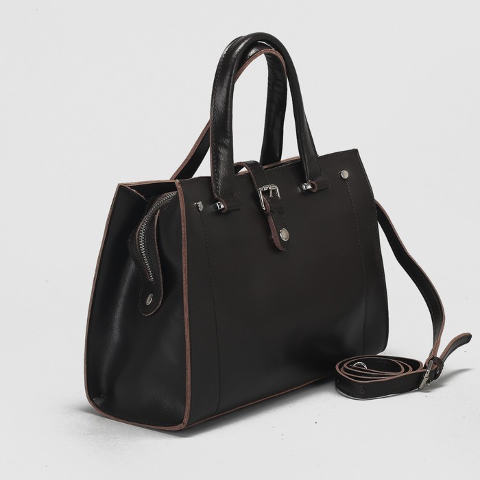 Сумка женская, отдел на молнии, длинный ремень, цвет кофе