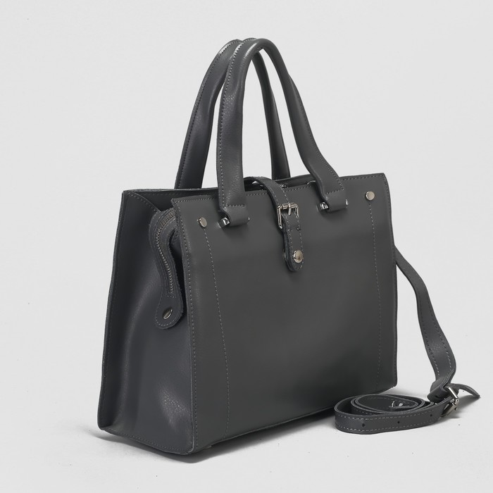 Сумка женская, отдел на молнии, длинный ремень, цвет серый