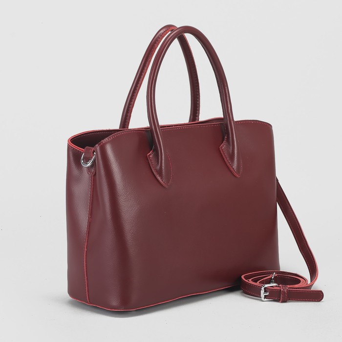 Сумка женская, отдел с перегородкой на молнии, длинный ремень, цвет бордовый