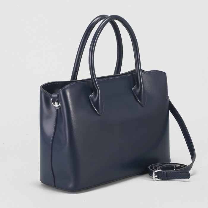 Сумка женская, отдел с перегородкой на молнии, длинный ремень, цвет синий