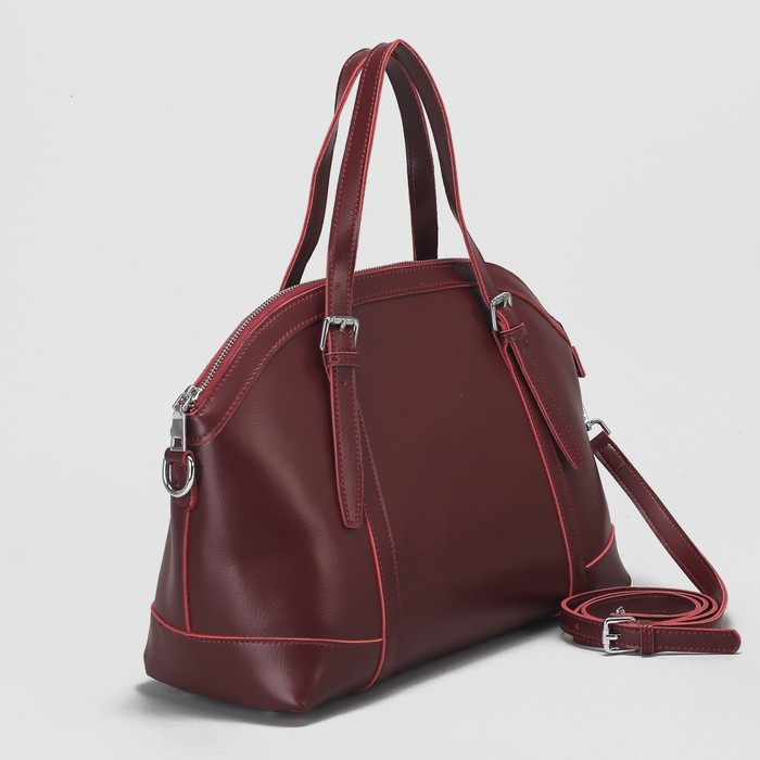 Сумка женская, отдел с перегородкой на молнии, длинный ремень, цвет бордовый