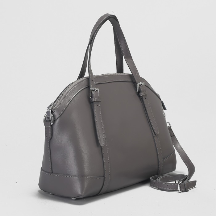 Сумка женская, отдел с перегородкой на молнии, длинный ремень, цвет серый