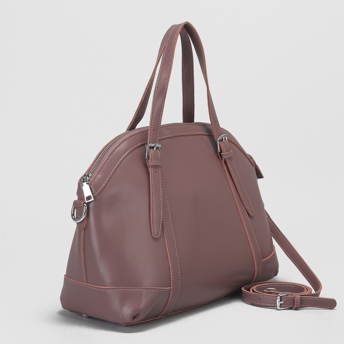 Сумка женская, отдел с перегородкой на молнии, длинный ремень, цвет пудровый