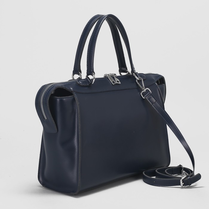 Сумка женская, отдел с перегородкой на молнии, наружный карман, длинный ремень, цвет синий