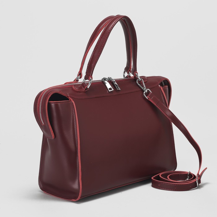 Сумка женская, отдел с перегородкой на молнии, наружный карман, длинный ремень, цвет бордовый