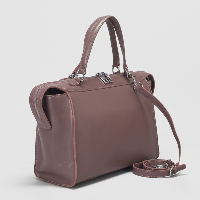 Сумка женская, отдел с перегородкой на молнии, наружный карман, длинный ремень, цвет пудровый