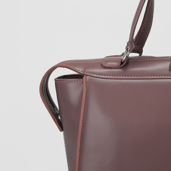 Сумка женская, отдел с перегородкой на молнии, наружный карман, длинный ремень, цвет пудровый