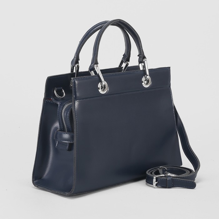 Сумка женская, отдел на молнии, длинный ремень, цвет синий