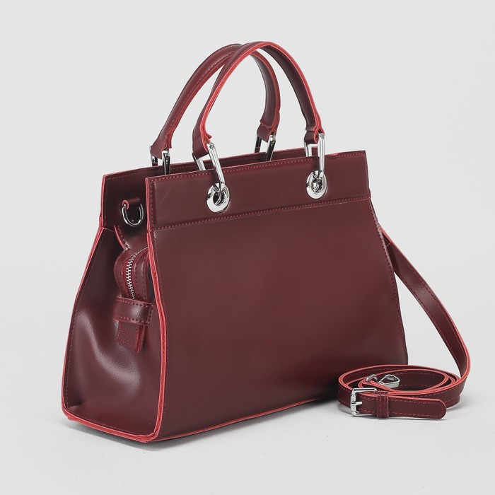 Сумка женская, отдел на молнии, длинный ремень, цвет бордовый