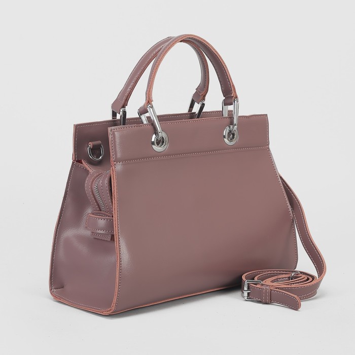 Сумка женская, отдел на молнии, длинный ремень, цвет пудровый