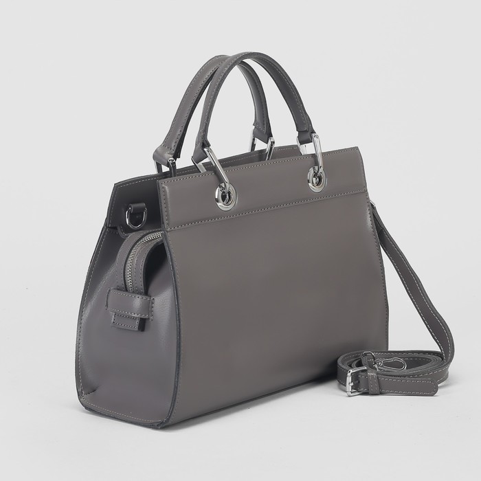 Сумка женская, отдел на молнии, длинный ремень, цвет серый