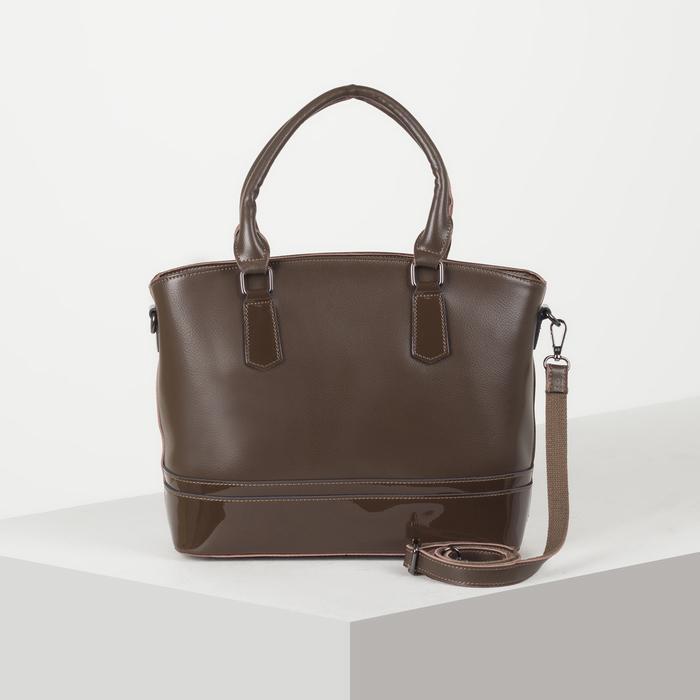 Сумка женская, отдел на молнии, наружный карман, длинный ремень, цвет коричневый