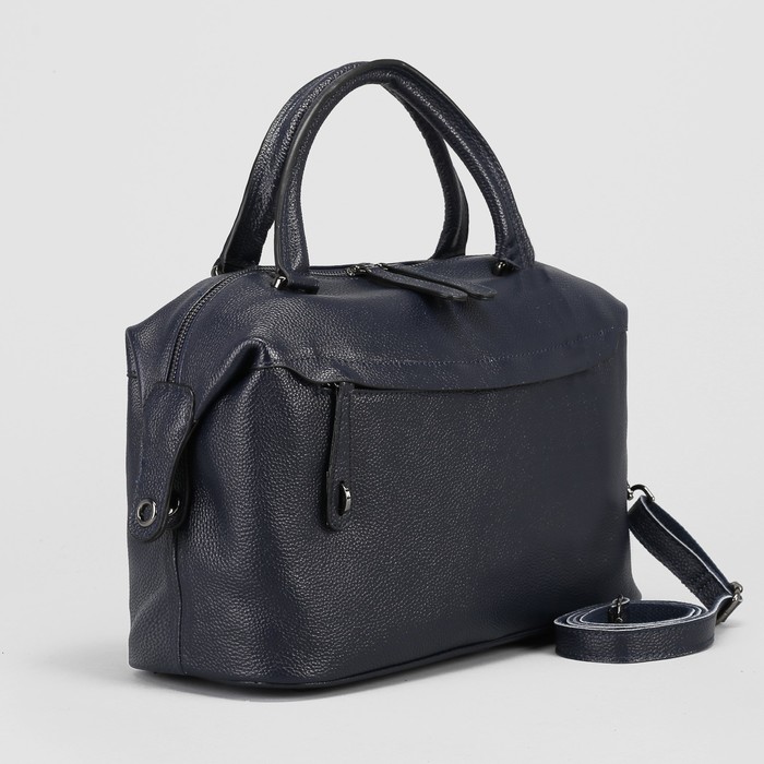 Сумка женская, отдел на молнии, 2 наружных кармана, длинный ремень, цвет синий