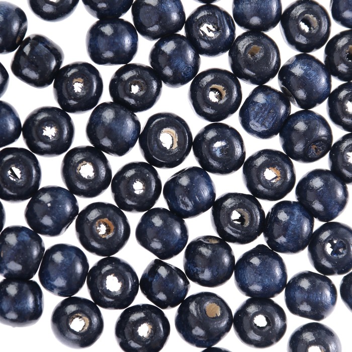 Набор бусин для творчества дерево "Тёмно-синий" 50 гр 1х0,9 см