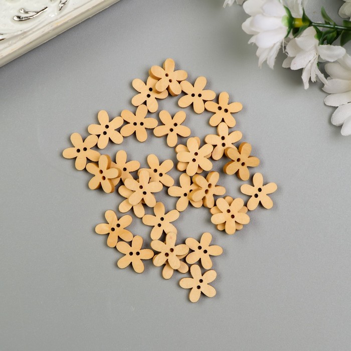 Набор пуговиц декоративных дерево "Цветочек" (набор 30 шт) 2,5х1,2 см