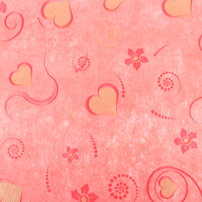 Фетр ламинированный "Золотые сердца", красный, 60 х 60 см