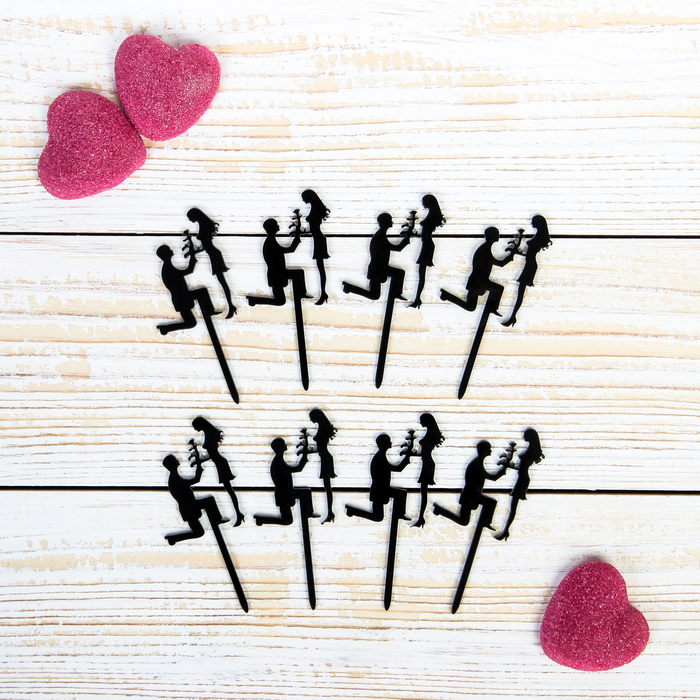 Набор топперов на пирожное "Признание", 8 шт, цвет черный