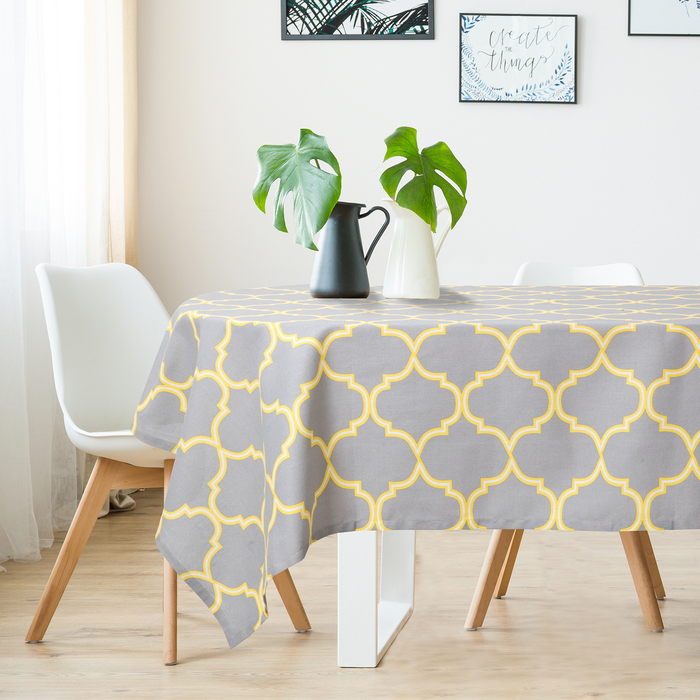 Скатерть "Доляна" Марокко Серый 145х200 см, 100% хлопок, рогожка, 162 г/м2