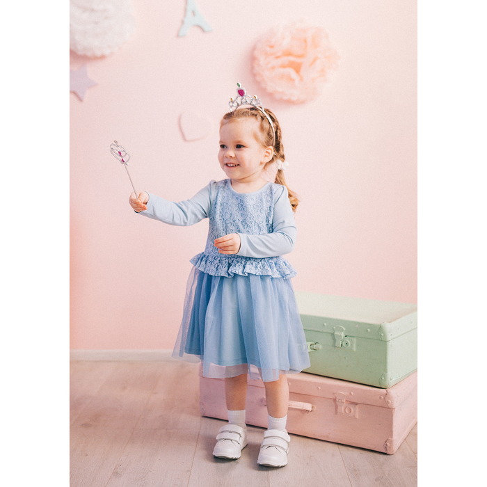 Платье нарядное для девочки, рост 98 см, цвет голубой