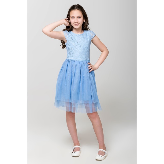 Платье нарядное для девочки, рост 146 см, цвет голубой