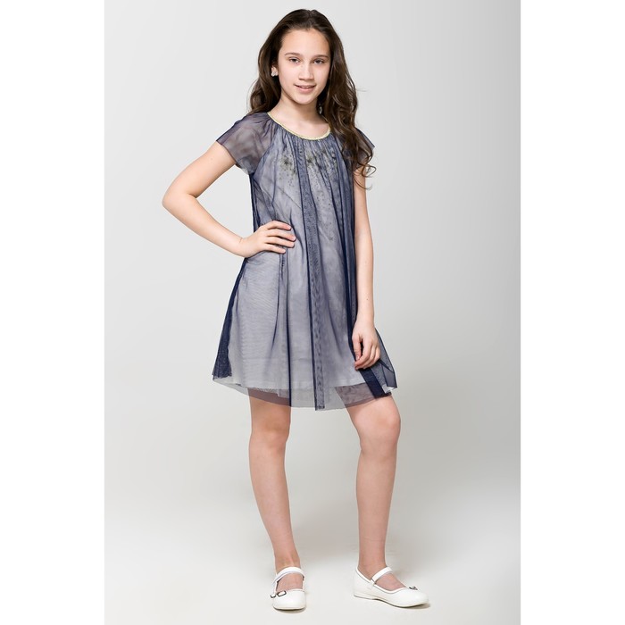 Платье нарядное для девочки, рост 158 см, цвет тёмно-синий