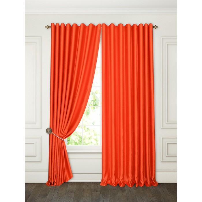 Шторы «Аклина», размер 180х270 см-2 шт, цвет оранжевый