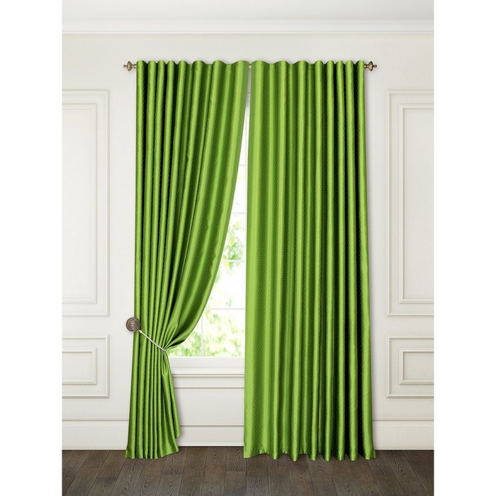 Шторы «Аклина», размер 180х270 см-2 шт, цвет зелёный