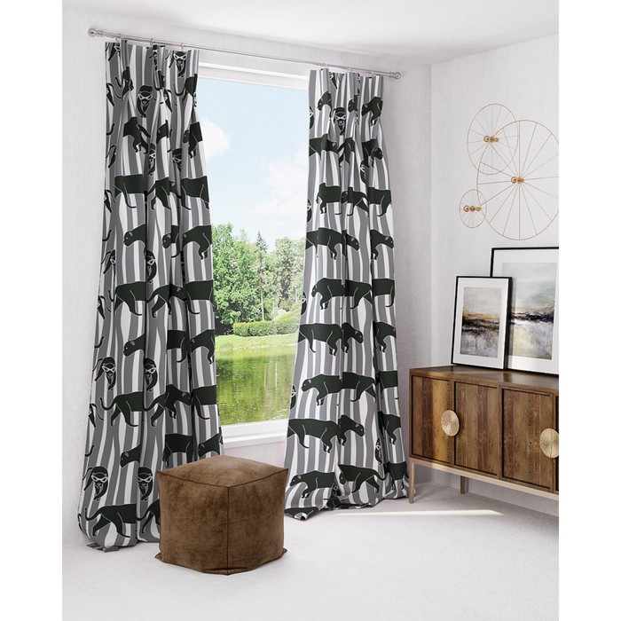 Шторы «Пантерил», размер 150х260 см-2 шт. цвет серый