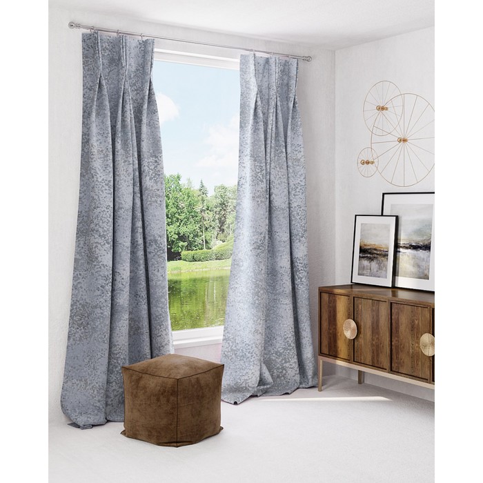 Шторы «Силиция», размер 150х260 см-2 шт, цвет серо-голубой
