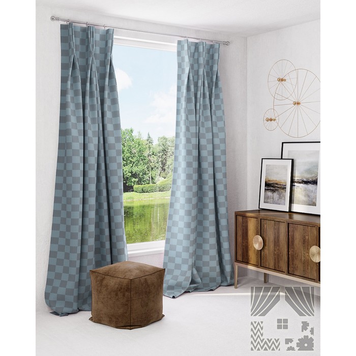 Шторы «Мартика», размер 150х260 см-2 шт. цвет серо-бирюзовый