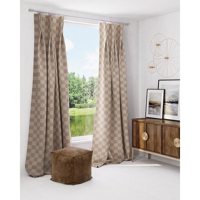 Шторы «Мартика», размер 150х260 см-2 шт. цвет бежево-коричневый